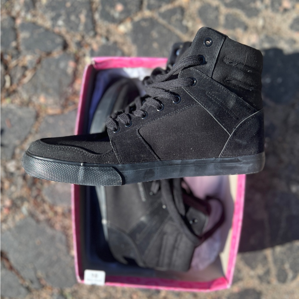 Vans black suede high top sneakers